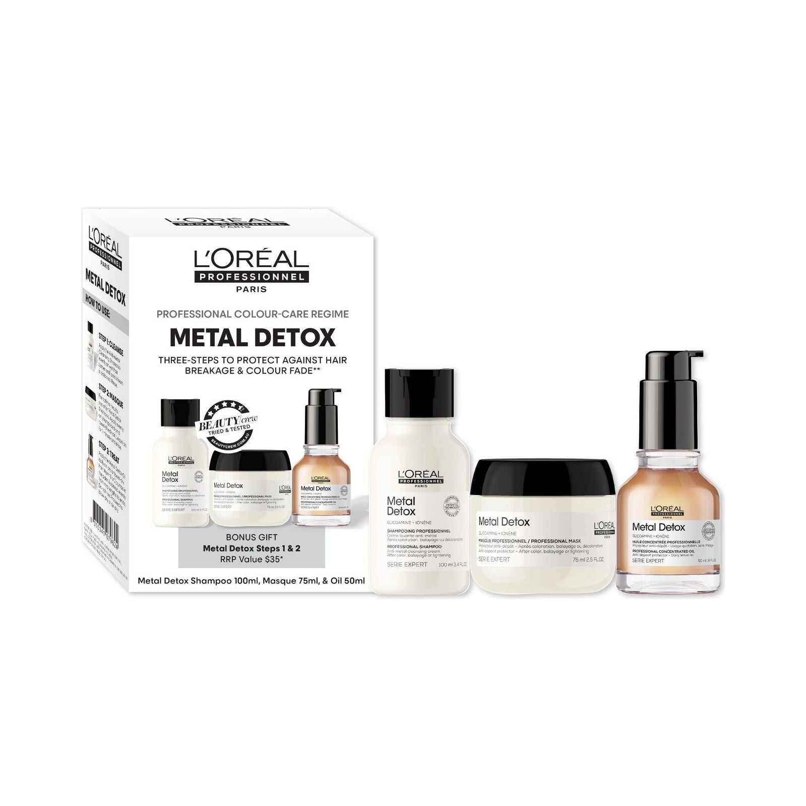 Loreal Metal Detox Starter Kit (Oil + Bonus 100ml Shampoo & 75ml Mask) - MV hair and beauty