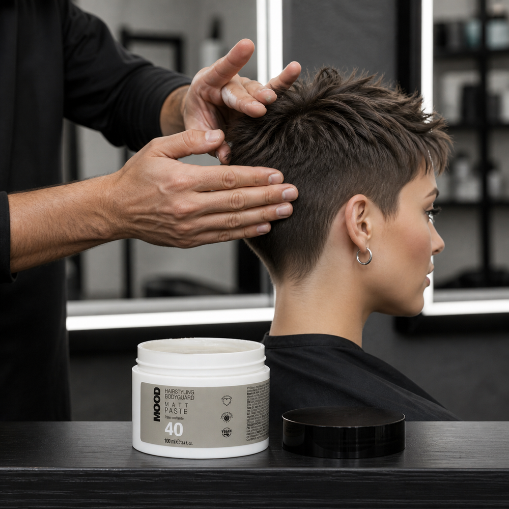 MOOD 40 Matte Paste 100g – professional styling application