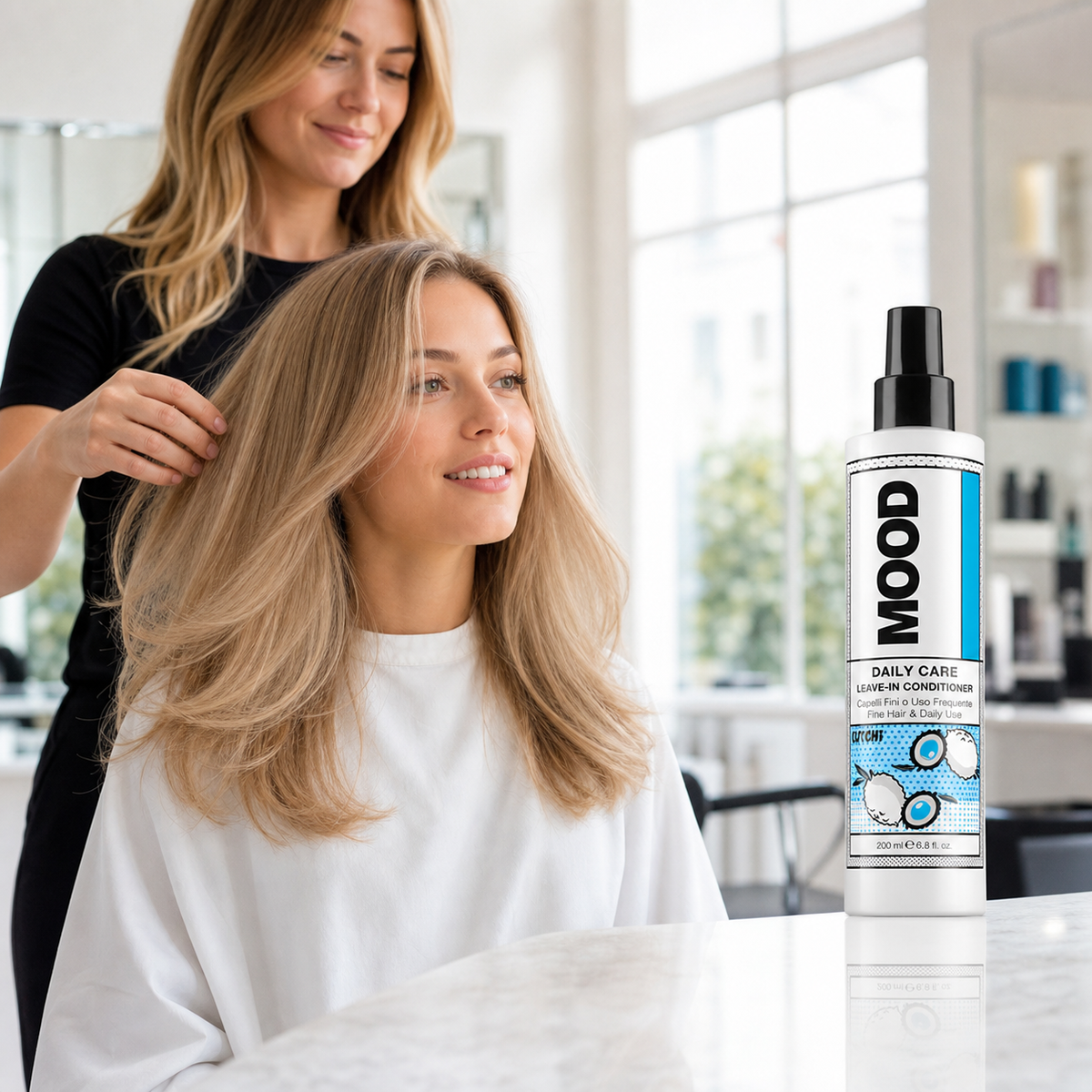 MOOD Daily Care Leave-in Conditioner 200ml – finished hair result