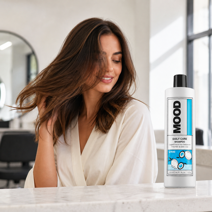 MOOD Daily Care Shampoo 1L – airy glossy hair result