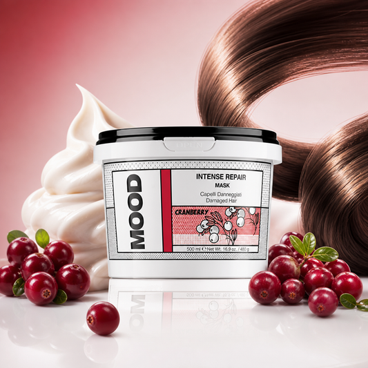 MOOD Intense Repair Mask 500ml – product and ingredient hero