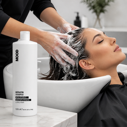 MOOD Keratin Shampoo 1L – professional application