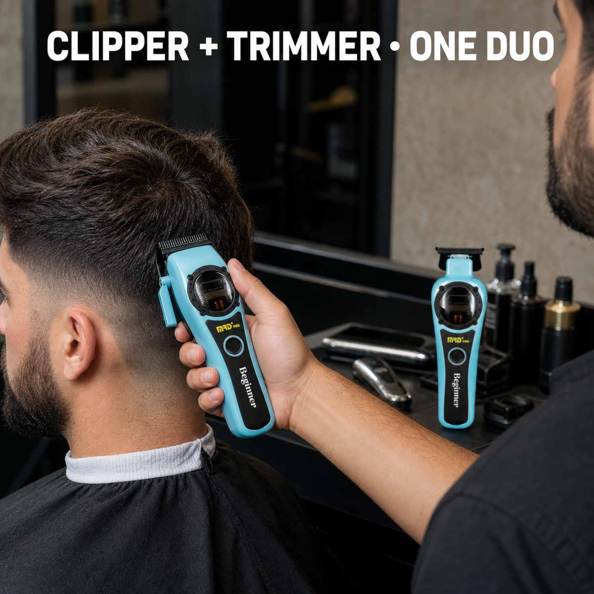 MRD Pro Beginner Clipper and Trimmer Duo in use