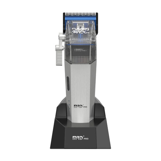MRD Pro Cyborg Track Clipper in silver on charging dock