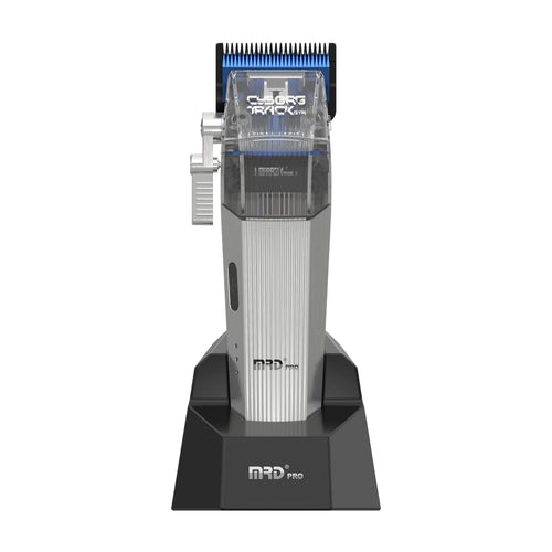 MRD Pro Cyborg Track Clipper in silver on charging dock