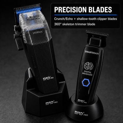 Black MRD bundle with Crunch Echo clipper blades and 360 degree skeleton trimmer blade
