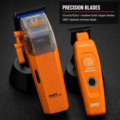 Orange MRD bundle with Crunch Echo clipper blades and 360 degree skeleton trimmer blade