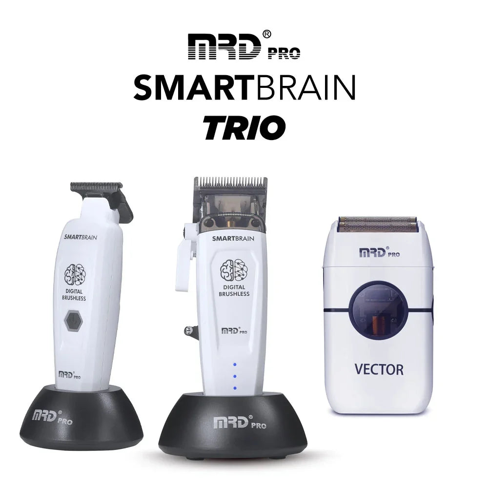 MRD Smart Brain Clipper Trimmer & Foil Shaver Trio - White - MV hair and beauty
