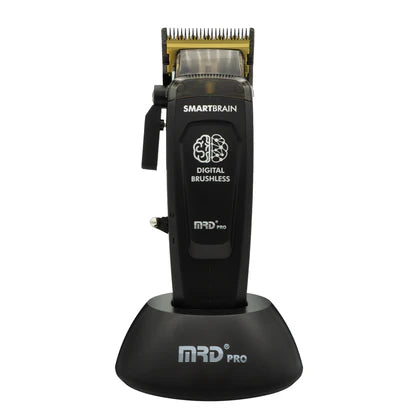 Black MRD Smart Brain cordless clipper on charging stand