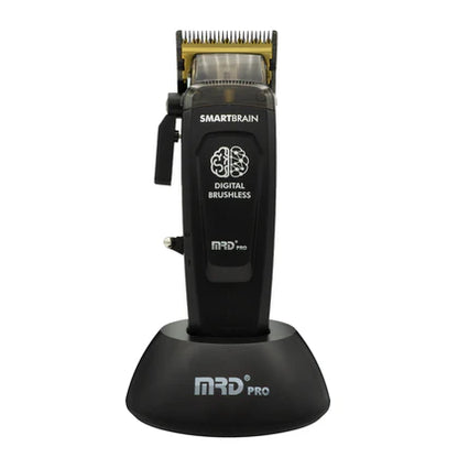 Black MRD Smart Brain cordless clipper on charging stand