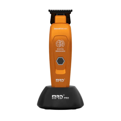 Orange MRD Smart Brain cordless trimmer on charging stand