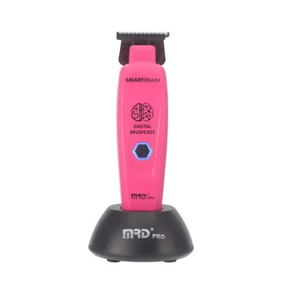 Pink MRD Smart Brain cordless trimmer on charging stand