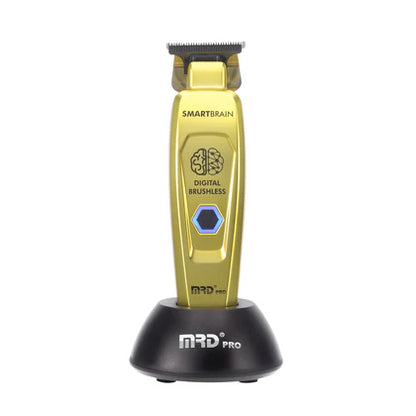 Gold MRD Smart Brain cordless trimmer on charging stand