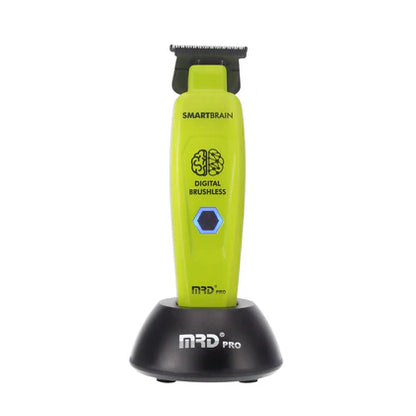 Green MRD Smart Brain cordless trimmer on charging stand