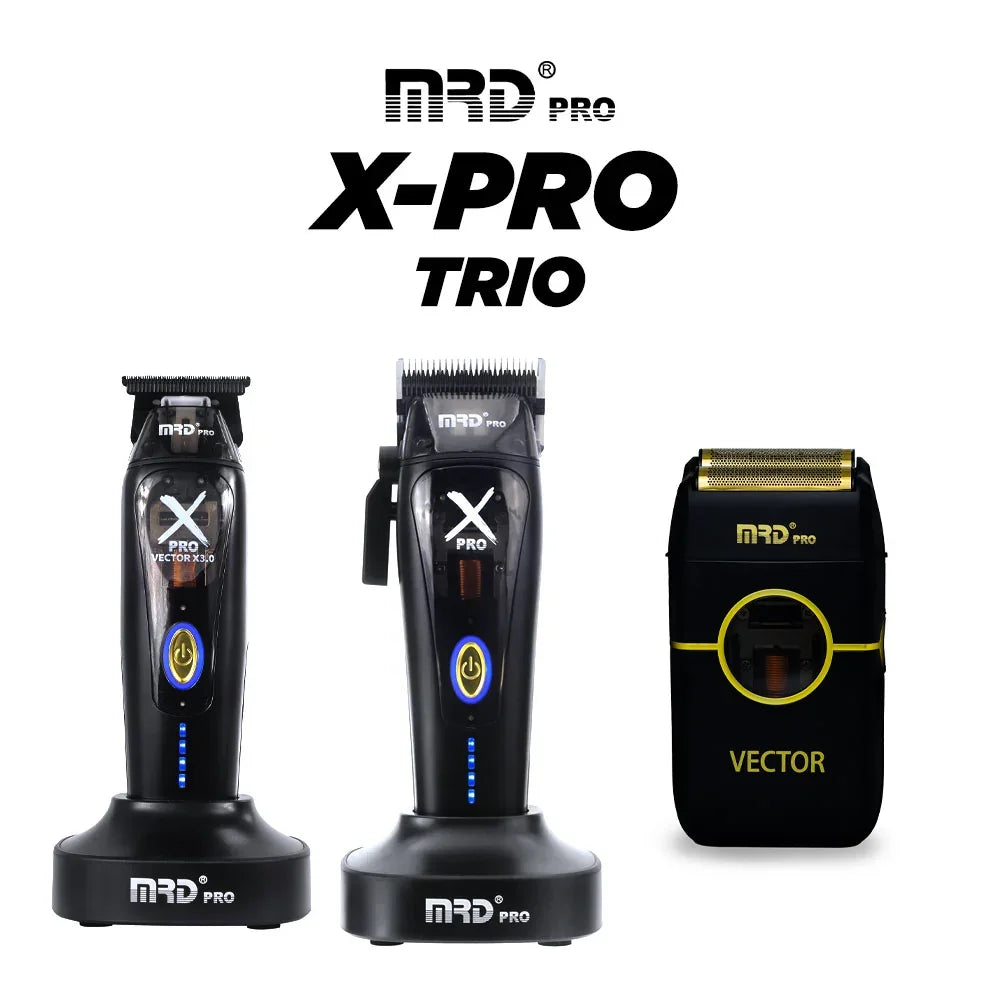 MRD X-Pro Clipper Trimmer & Foil Shaver Trio - Black - MV hair and beauty