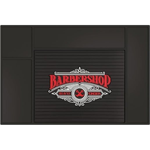 MV Barbershop Shaves Logo barber mat in black