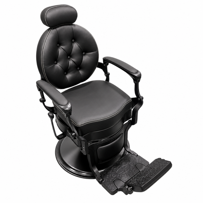 MV Baron Black tufted barber chair angled product view