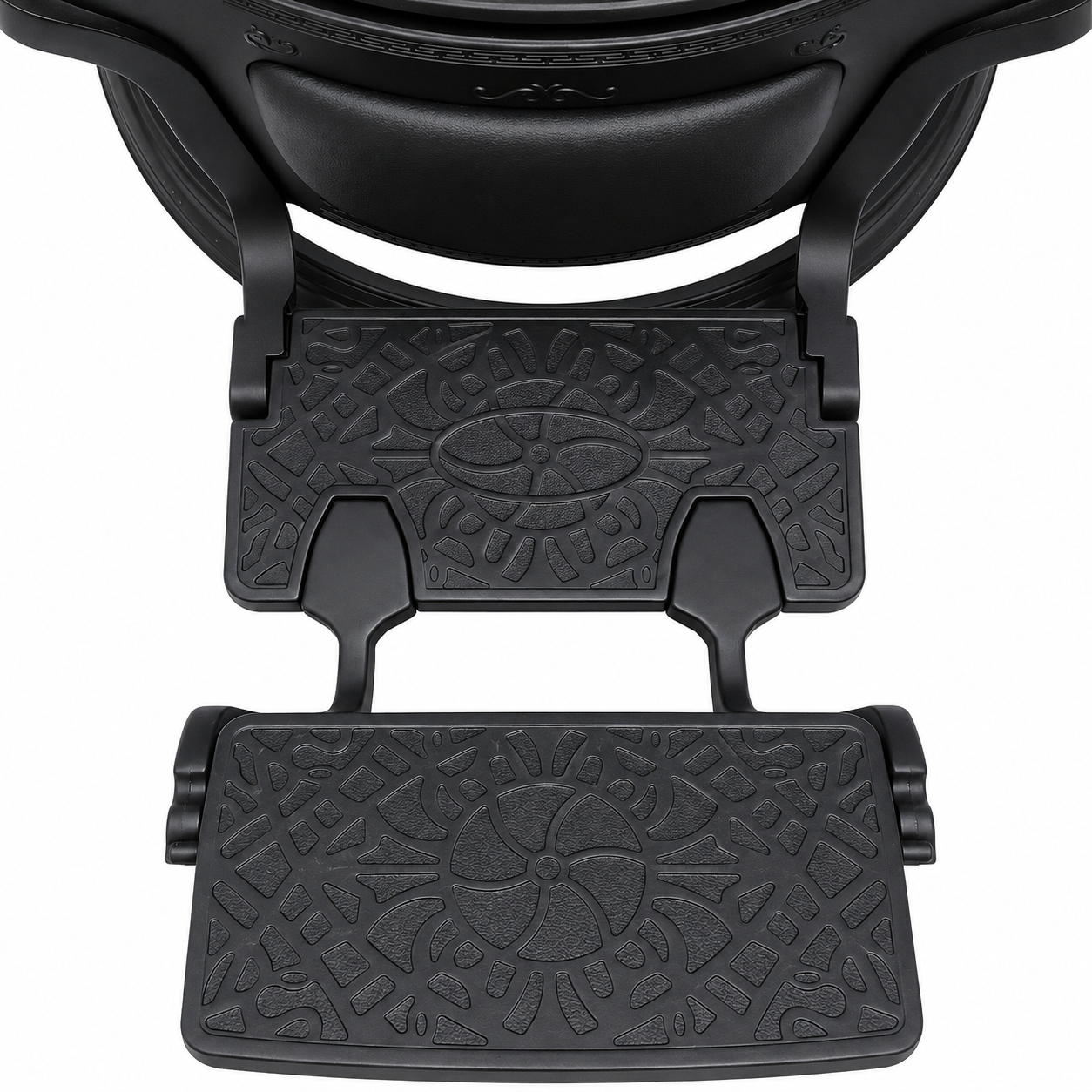 MV Baron Black two-stage embossed footrest close-up