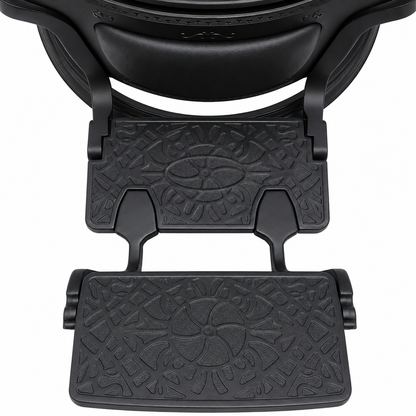 MV Baron Black two-stage embossed footrest close-up