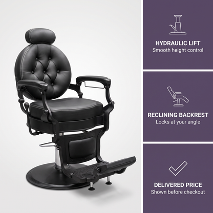 MV Baron Black chair with hydraulic lift and reclining backrest benefits