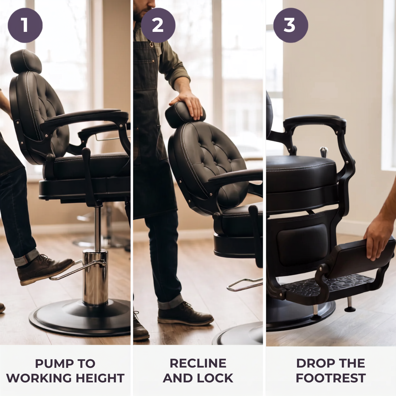 How to adjust MV Baron Black chair height, recline and footrest