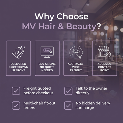 MV Hair & Beauty Australia-wide freight and Adelaide barber chair support