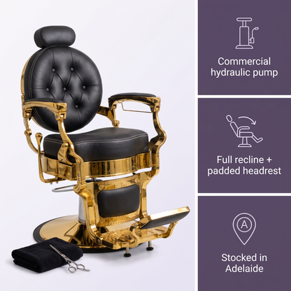MV Baron Gold - Vintage Barber Chair - MV hair and beauty
