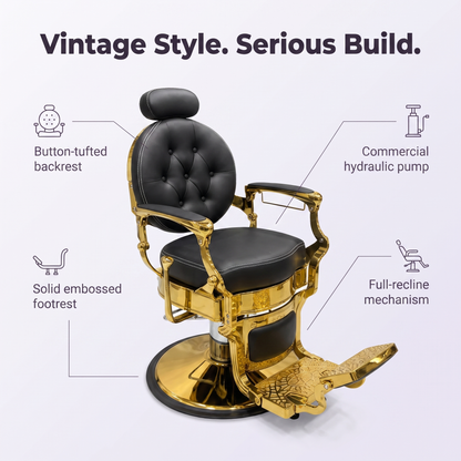 MV Baron Gold - Vintage Barber Chair - MV hair and beauty