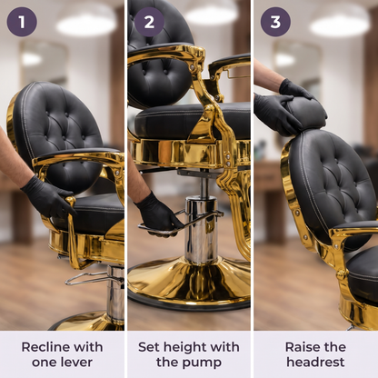 MV Baron Gold - Vintage Barber Chair - MV hair and beauty