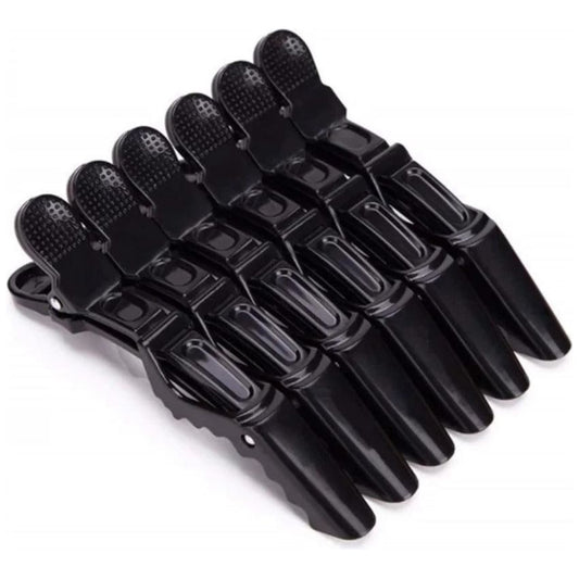 Six black MV crocodile hair sectioning clips