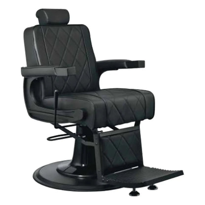 MV Black Hex Barber Chair with diamond-stitched upholstery