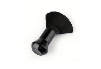 MV black neck duster brush with fan-shaped nylon bristles and short handle