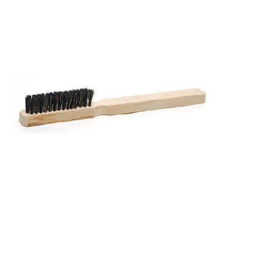 Small clipper cleaning brush with light wood handle and black bristles