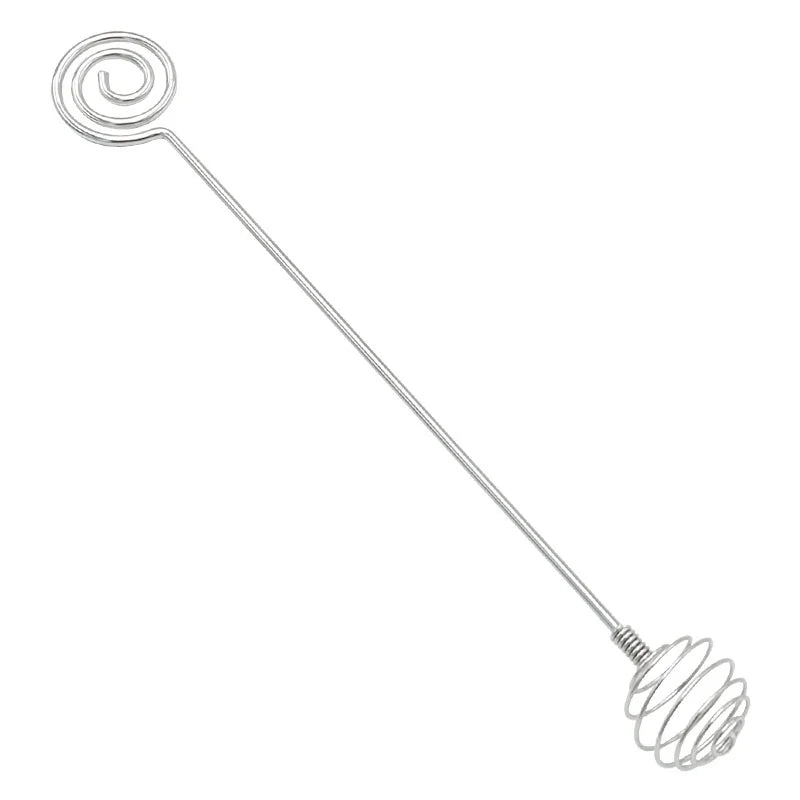 Double-ended stainless steel cosmetic mixing stick with spiral loop ends