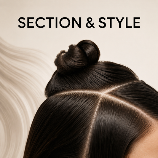 Section and style benefit graphic for the MV dual-tooth styling comb