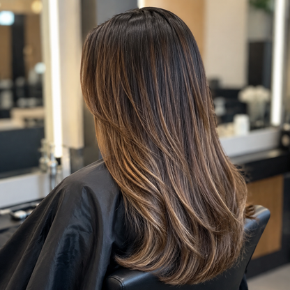 Long hair after combing in a salon
