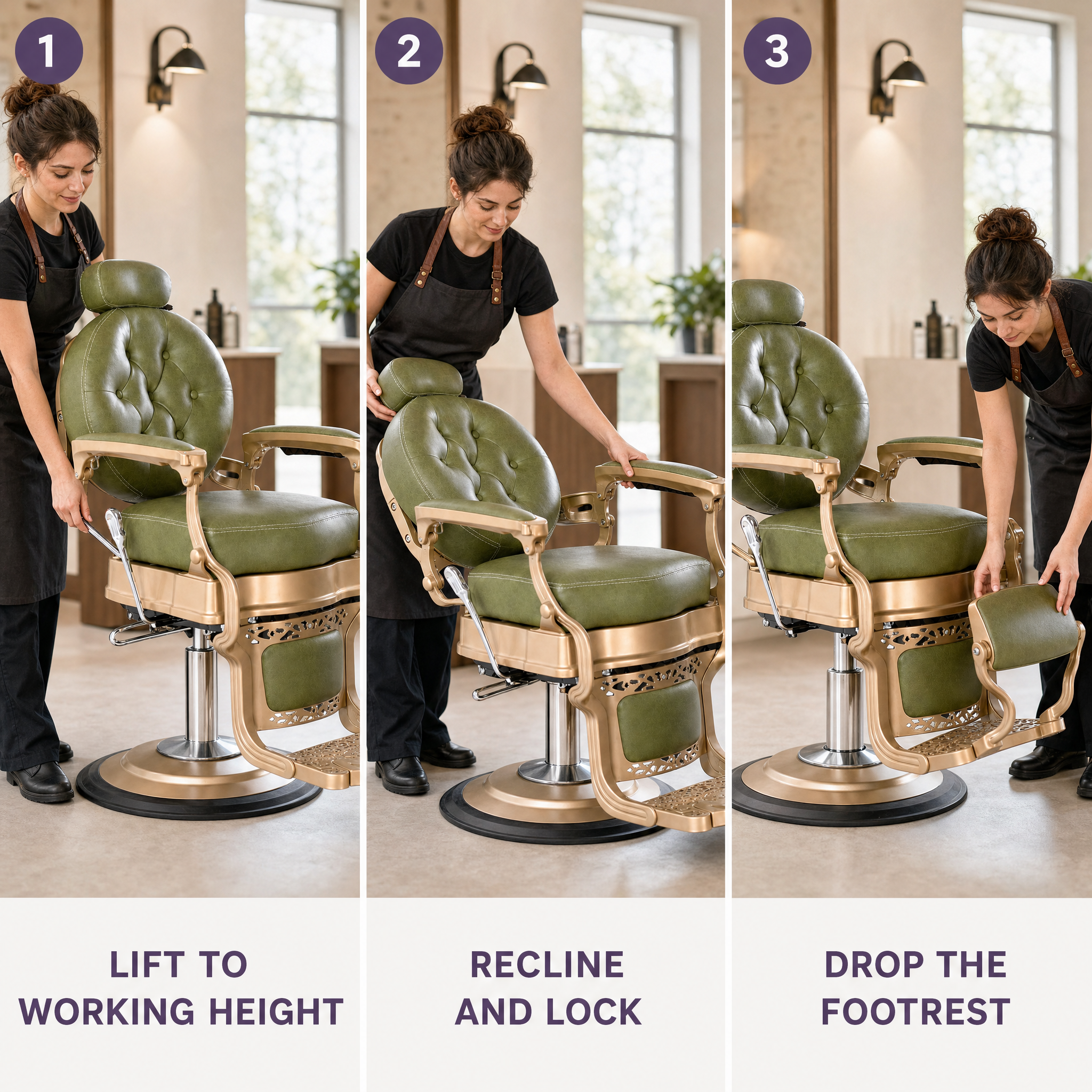 MV Duchess Sage - Vintage Barber Chair - MV hair and beauty