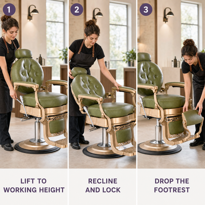 MV Duchess Sage - Vintage Barber Chair - MV hair and beauty
