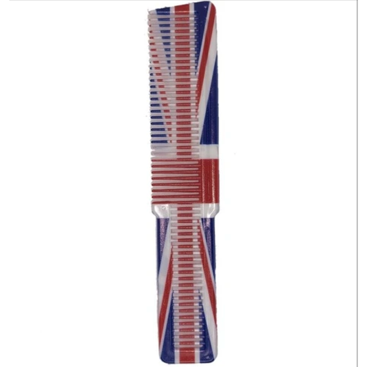 MV barber styling comb with England flag print and two tooth widths