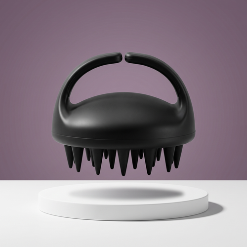 MV hair scalp massage brush in assorted colours on a white background