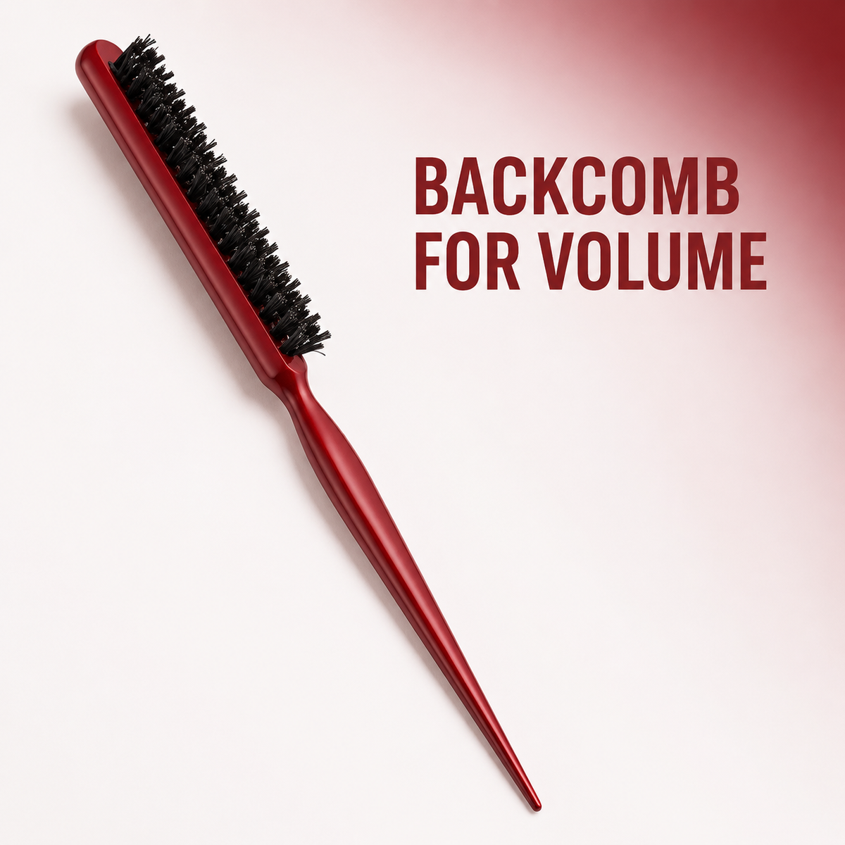 Red MV Hair Teasing Brush benefit graphic for root lift