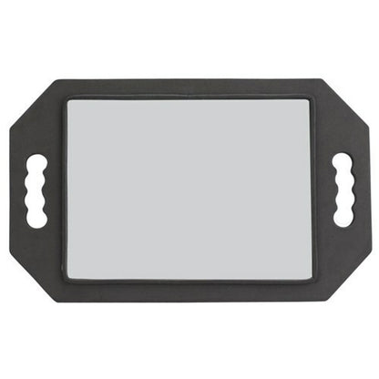 MV black rectangular handheld salon mirror with two side grips