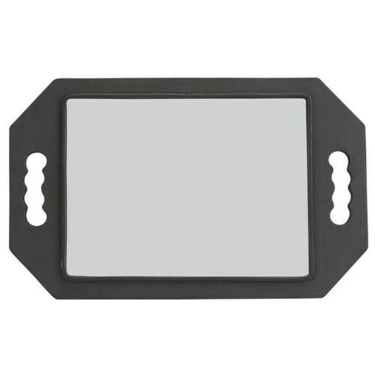 MV black rectangular handheld salon mirror with two side grips