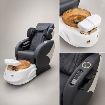 MV massage pedicure chair basin, footrest, cup holder and controls