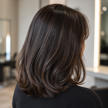 Smooth, softly shaped hair after round-brush blow-drying