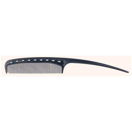 Black fine-tooth MV PC styling comb with curved sectioning handle