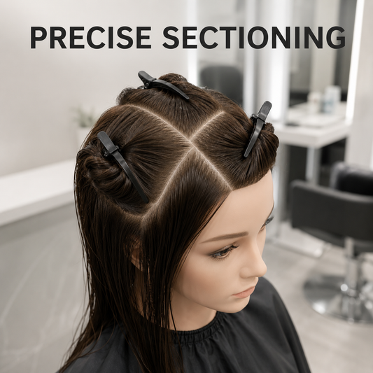 Pattern hair comb benefit graphic for precise sectioning