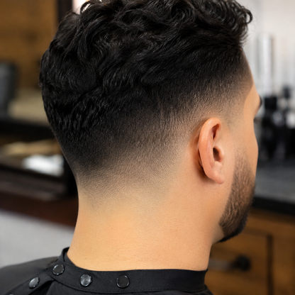 Finished fade and clean neckline after using a neck duster brush