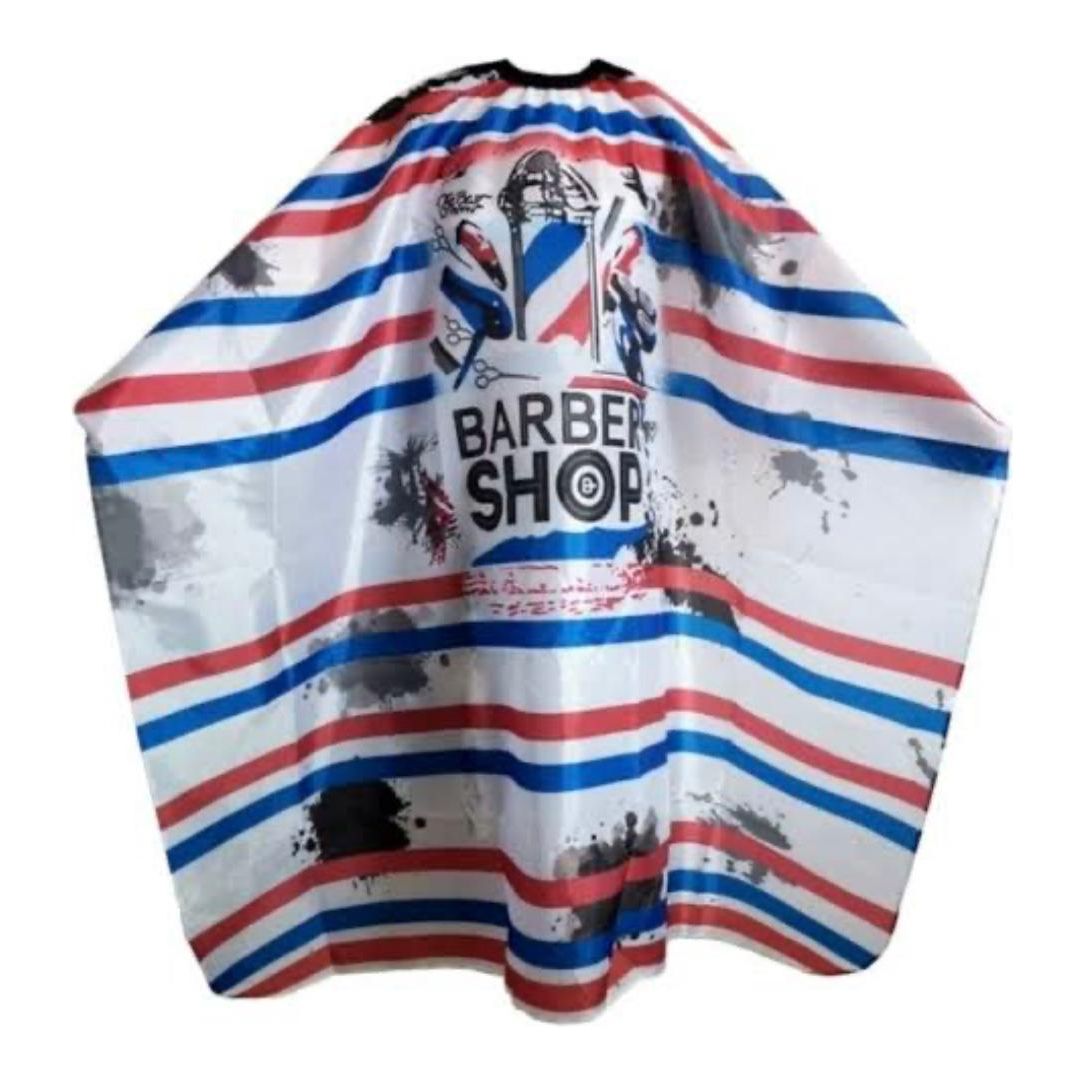 MV Barbershop printed barber cape in red, white and blue