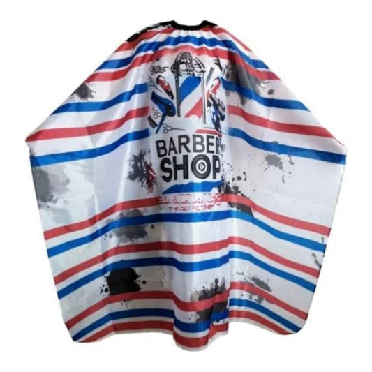 MV Barbershop printed barber cape in red, white and blue